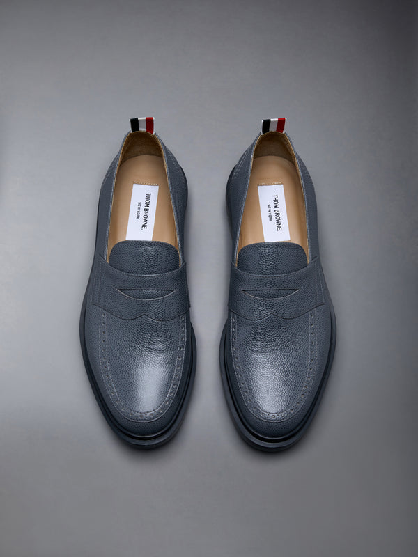 Pebble Grain Leather Rubber Sole Penny Loafer - image 5