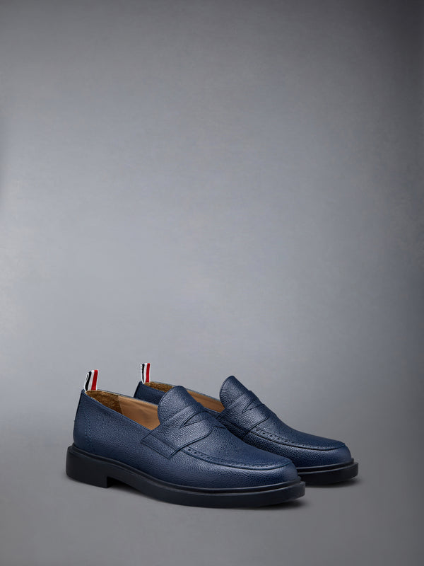 Pebble Grain Leather Rubber Sole Penny Loafer - image 2