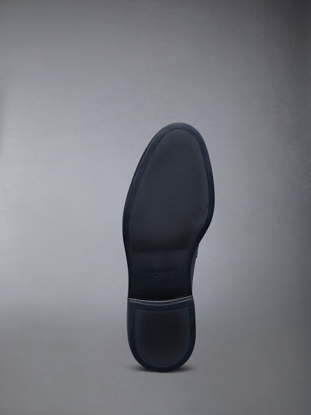 Pebble Grain Leather Rubber Sole Penny Loafer NAVY