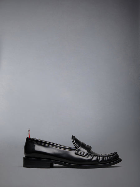 SOFT SPAZZOLATO LEATHER SOLE PLEATED VARSITY LOAFER BLACK
