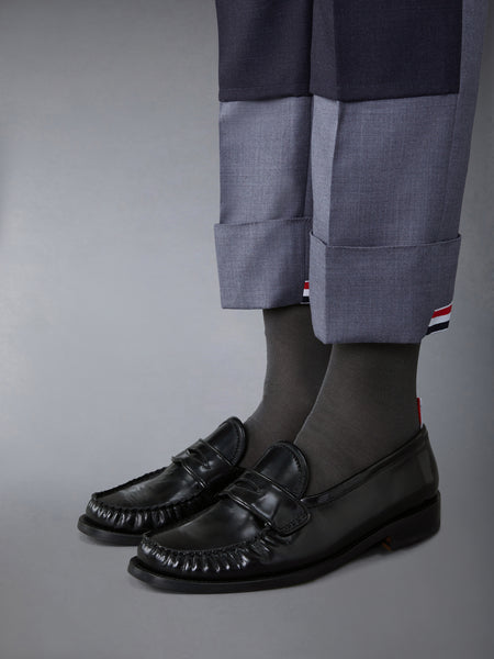 SOFT SPAZZOLATO LEATHER SOLE PLEATED VARSITY LOAFER BLACK