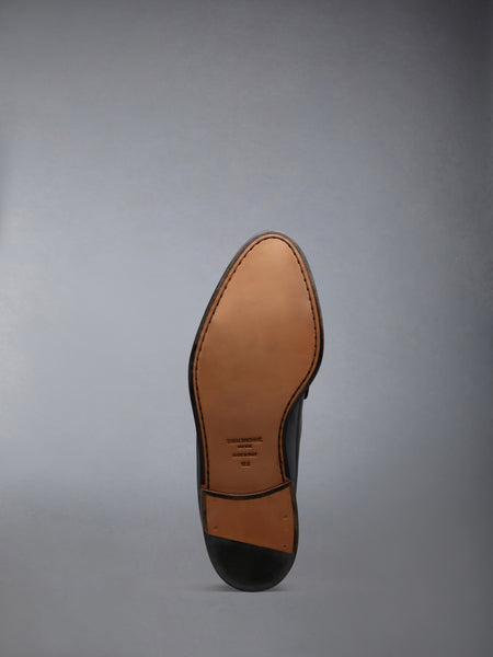 SOFT SPAZZOLATO LEATHER SOLE PLEATED VARSITY LOAFER BLACK