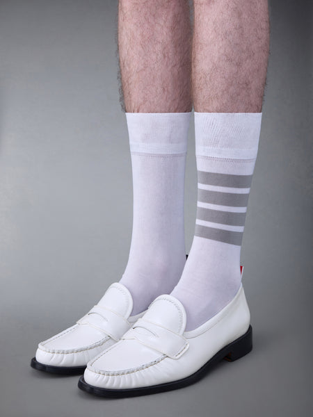 SOFT SPAZZOLATO LEATHER SOLE PLEATED VARSITY LOAFER WHITE