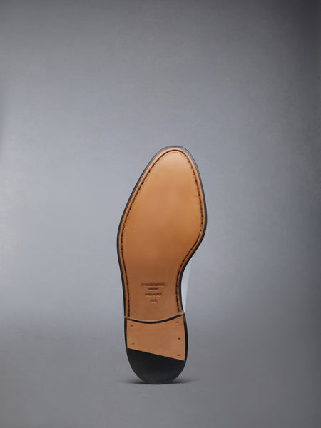 SOFT SPAZZOLATO LEATHER SOLE PLEATED VARSITY LOAFER WHITE