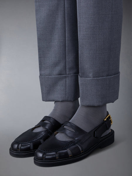 CALF LEATHER MICRO SOLE SLINGBACK PENNY LOAFER SANDAL BLACK