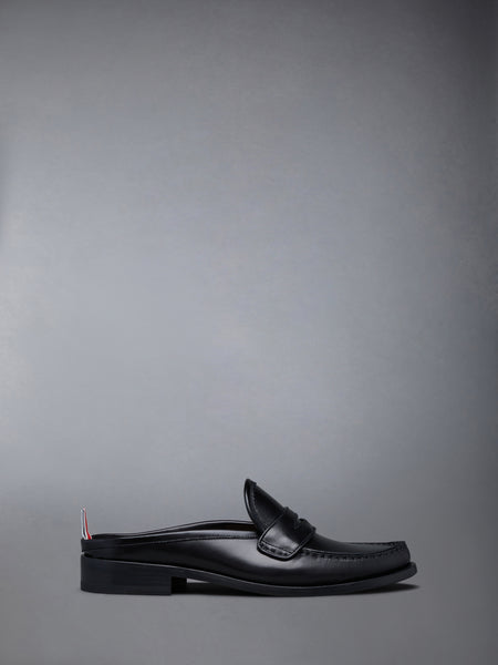 CALF LEATHER SOLE PLEATED PENNY LOAFER BLACK