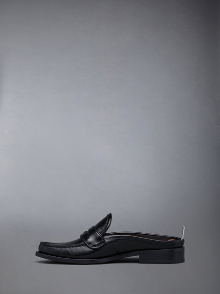 CALF LEATHER SOLE PLEATED PENNY LOAFER BLACK