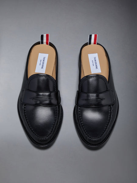 CALF LEATHER SOLE PLEATED PENNY LOAFER BLACK