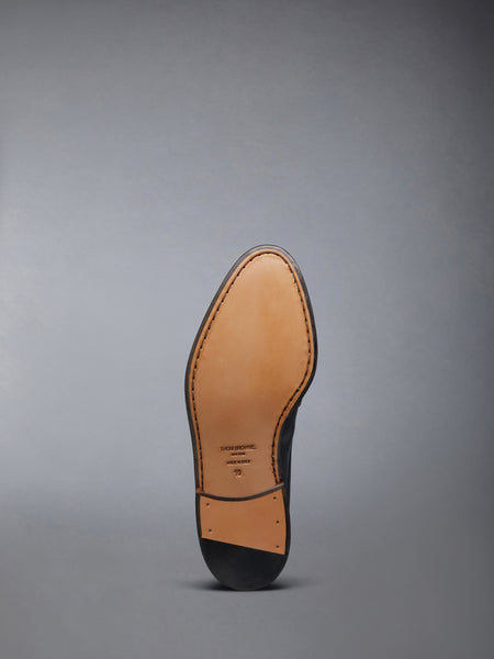 CALF LEATHER SOLE PLEATED PENNY LOAFER BLACK