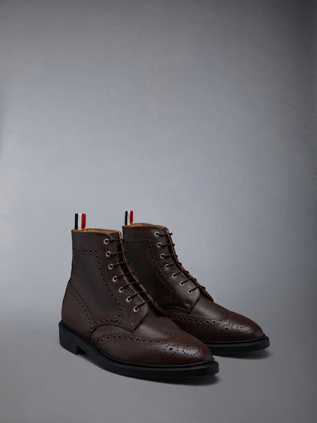 BOX CALF RUBBER SOLE WINGTIP BOOT BROWN