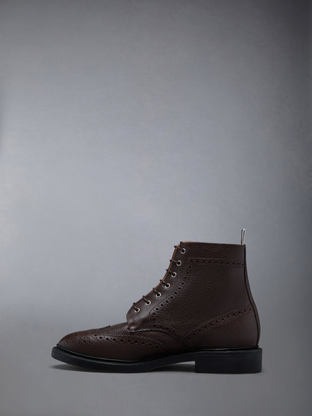 BOX CALF RUBBER SOLE WINGTIP BOOT BROWN