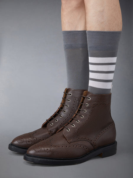 BOX CALF RUBBER SOLE WINGTIP BOOT BROWN