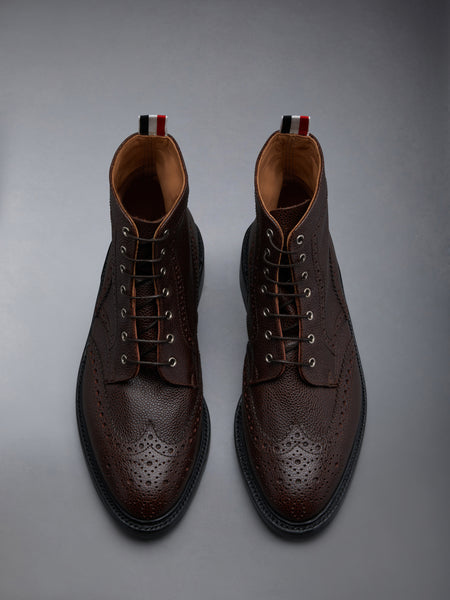 BOX CALF RUBBER SOLE WINGTIP BOOT BROWN