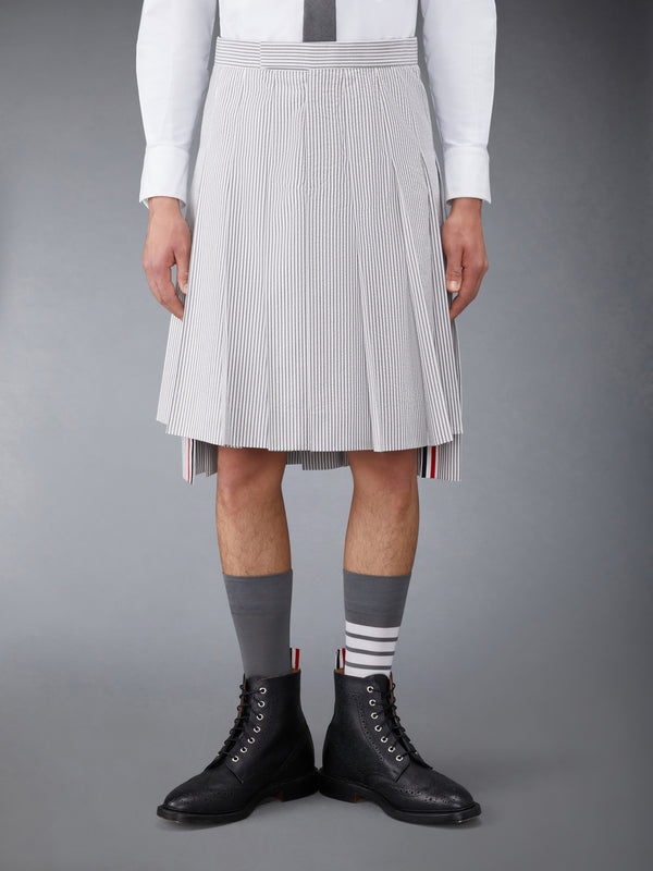SEERSUCKER BACKSTRAP PLEATED SKIRT - featured image