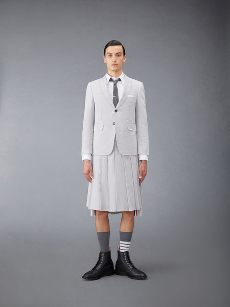 SEERSUCKER BACKSTRAP PLEATED SKIRT MED GREY