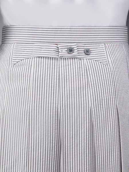 SEERSUCKER BACKSTRAP PLEATED SKIRT MED GREY
