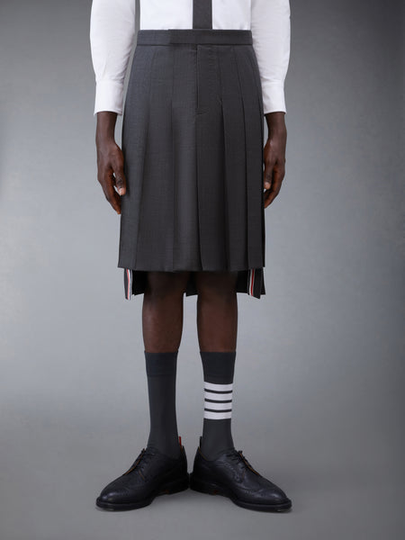 SUPER 120’S TWILL BACKSTRAP PLEATED SKIRT DARK GREY