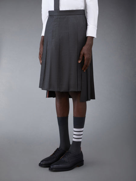 SUPER 120’S TWILL BACKSTRAP PLEATED SKIRT DARK GREY