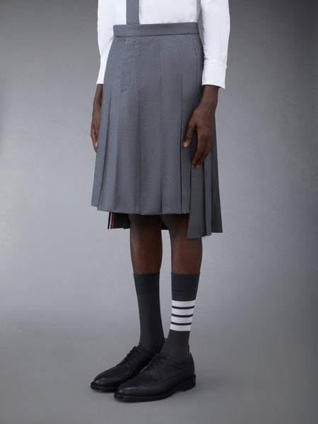 SUPER 120’S TWILL BACKSTRAP PLEATED SKIRT MED GREY