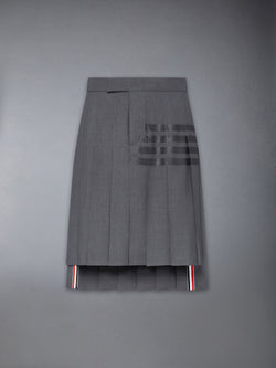 PLAIN WEAVE 4-BAR BACKSTRAP PLEATED SKIRT