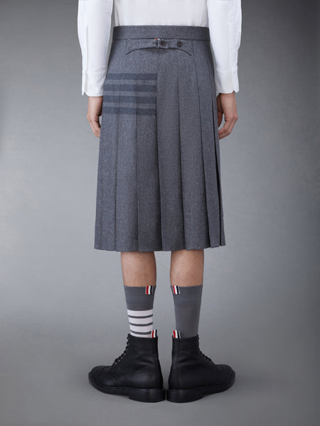 FLANNEL 4-BAR BACKSTRAP PLEATED SKIRT MED GREY
