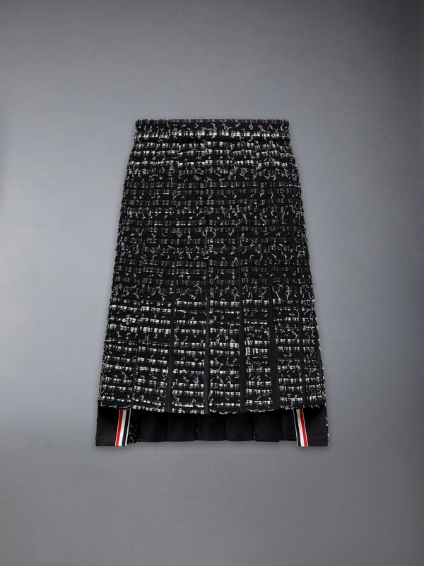 DENIM RIBBON TWEED CLASSIC RISE MIDI PLEATED SKIRT - featured image