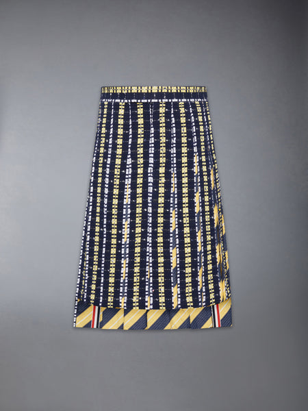 REPP STRIPE GROSGRAIN TWEED PLEATED SKIRT PALE YELLOW