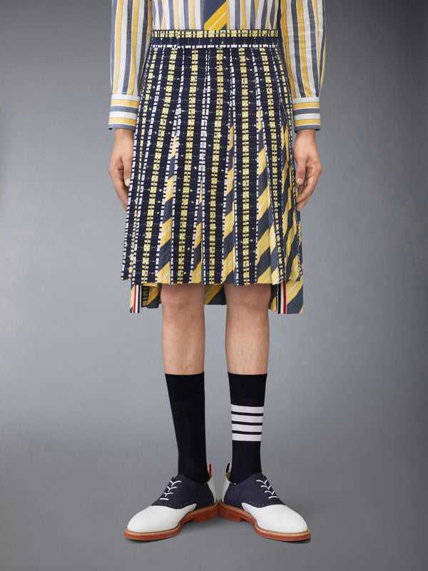 REPP STRIPE GROSGRAIN TWEED PLEATED SKIRT - image 1