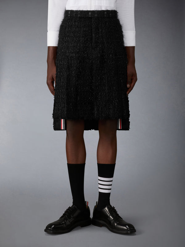SATIN RIBBON TWEED FRAYED PLEATED SKIRT - image 1