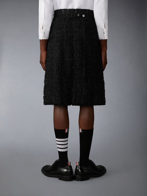 SATIN RIBBON TWEED FRAYED PLEATED SKIRT - image 3