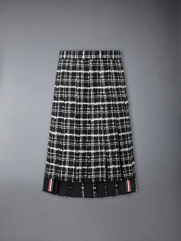 RIBBON TWEED PLEATED SKIRT WITH FRAY EDGE - featured image