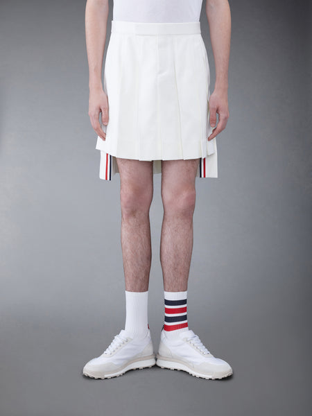 TWILL LOW RISE PLEATED SKIRT WHITE
