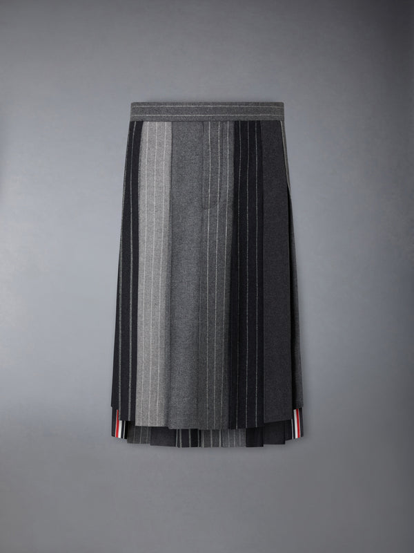 FLANNEL BANKER STRIPE PLEATED SKIRT - featured image