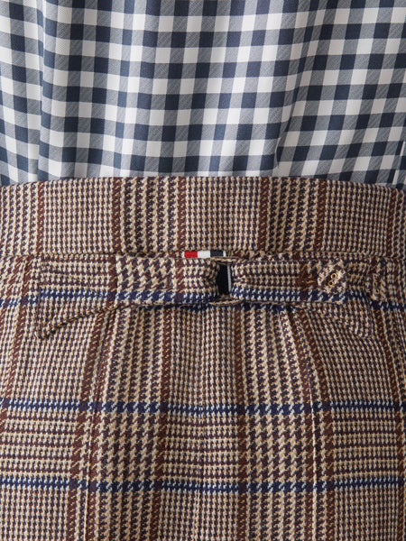 HUNTING TWEED LOW RISE PLEATED SKIRT DARK BROWN