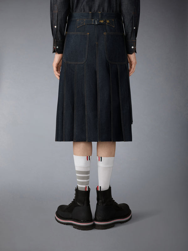 SELVEDGE DENIM BACKSTRAP PLEATED SKIRT - image 3