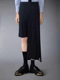 WOOL SEERSUCKER UTILITY BELT PLEATED SKIRT