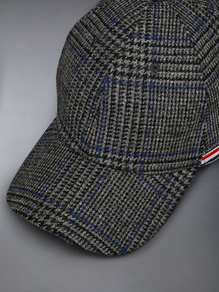 PRINCE OF WALES HUNTING TWEED 6-PANEL BASEBALL CAP MEDIUM GREY