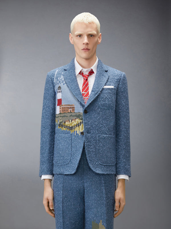 BOUCLE TWEED SCENIC LIGHTHOUSE EMBROIDERY SPORTCOAT - image 1
