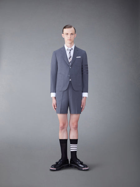 PLAIN WEAVE 4-BAR SACK SPORTCOAT DARK GREY