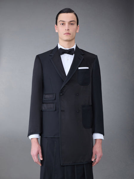 Funmix Duchesse Satin Collage Sport Coat BLACK