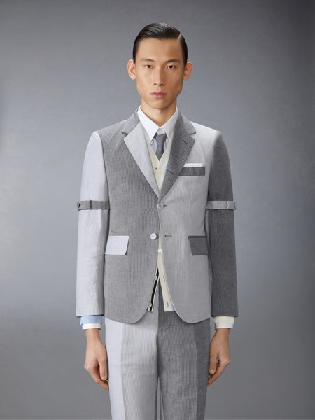 TONAL UNIVERSITY STRIPE LINEN COTTON SPORTCOAT LT GREY