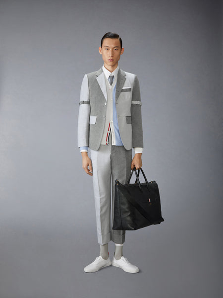 TONAL UNIVERSITY STRIPE LINEN COTTON SPORTCOAT LT GREY