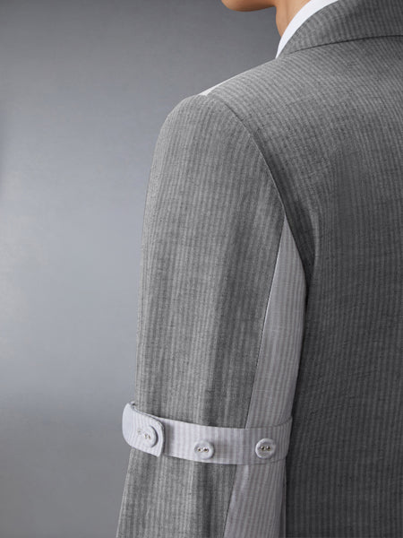TONAL UNIVERSITY STRIPE LINEN COTTON SPORTCOAT LT GREY