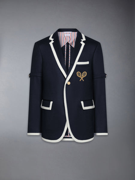 ZIBELINE TENNIS EMBROIDERY SPORTCOAT WITH ARMBANDS NAVY