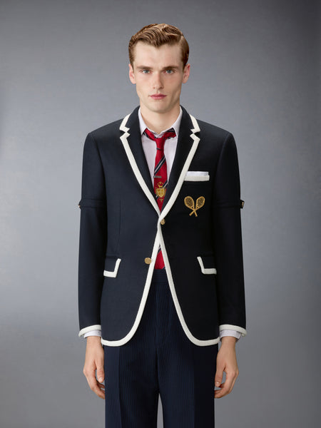 ZIBELINE TENNIS EMBROIDERY SPORTCOAT WITH ARMBANDS NAVY