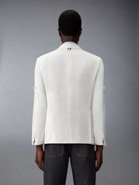 WOOL SEERSUCKER TENNIS EMBROIDERY SPORTCOAT WITH ARMBANDS WHITE