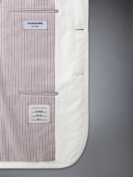 WOOL SEERSUCKER TENNIS EMBROIDERY SPORTCOAT WITH ARMBANDS WHITE