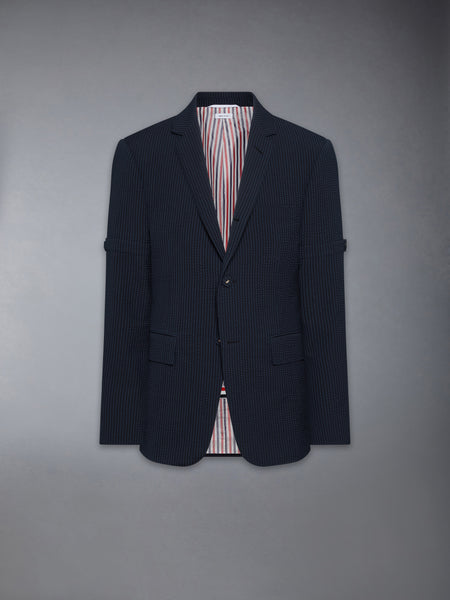 WOOL SEERSUCKER SPORTCOAT WITH ARMBANDS NAVY