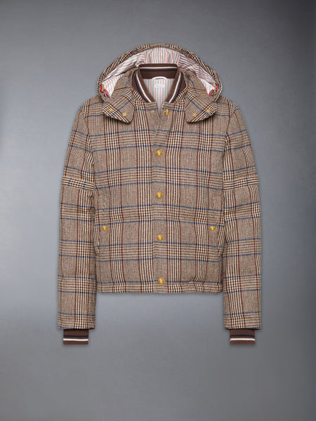 HUNTING TWEED 4-BAR DOWN FILL BOMBER JACKET DARK BROWN