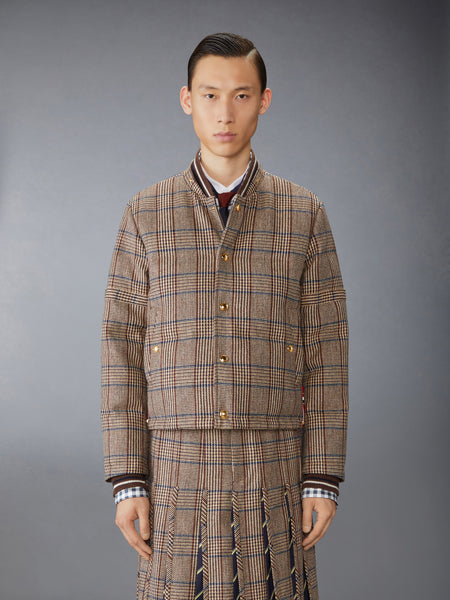 HUNTING TWEED 4-BAR DOWN FILL BOMBER JACKET DARK BROWN
